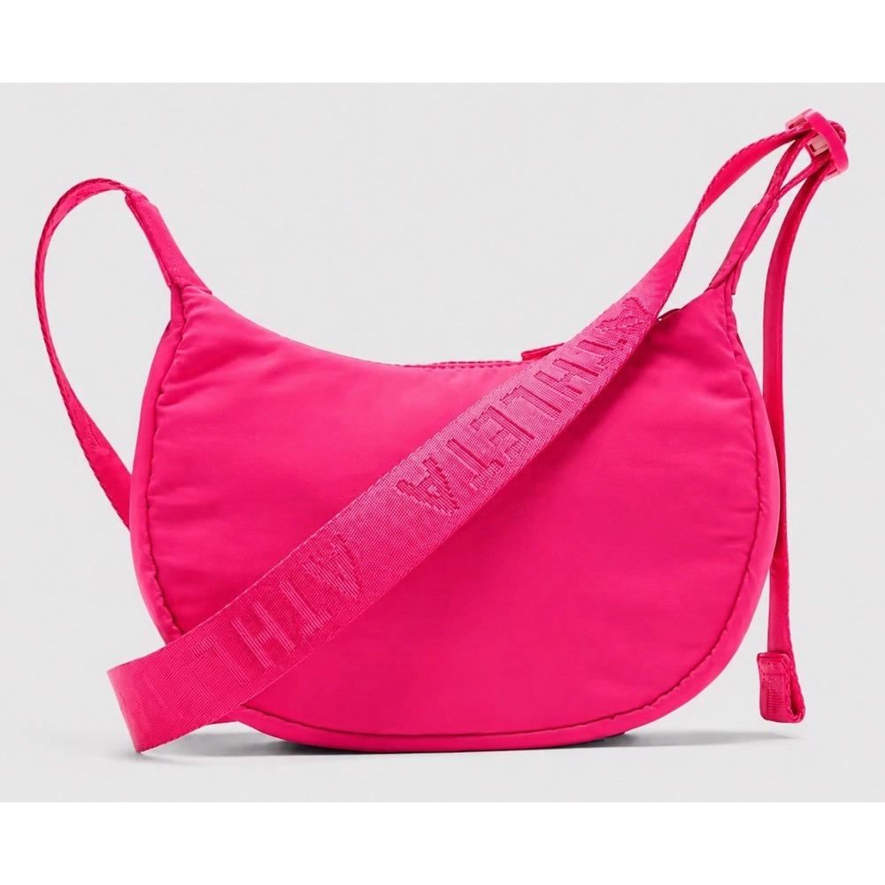 Athleta All About Mini Crescent Bag Pink Dahlia Crossbody Nylon NWT $49